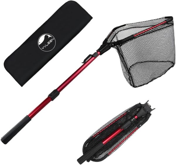 YVLEEN Folding Fishing Net - Foldable Fish Landing Net Robust Aluminum Telescopic Pole Handle and Nylon Mesh 16inch Hoop Size - Image 9